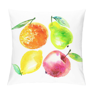 Personality  Watercolour Apple And Orange Citrus Fruit Illustration. Citrus N Pillow Covers