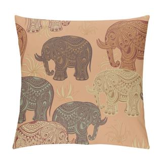 Personality  Seamless Pattern With  Ethnic Elephant Pillow Covers