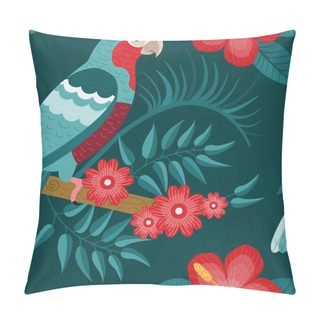 Personality  Flat Red Crowned Amazon Parrot Seamless Pattern Pillow Covers