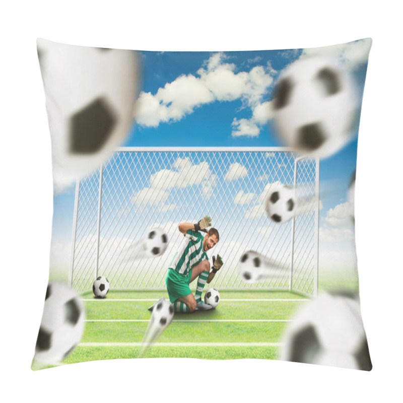 Personality  Balls Flying To The Goalkeeper Gate Pillow Covers