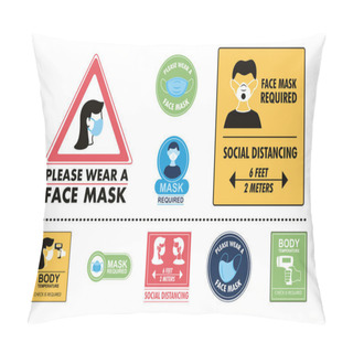 Personality  Bundle Of New Normality Stickers In White Background Pillow Covers