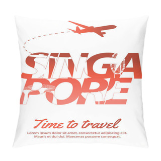 Personality  Singapore Famous Landmark Silhouette Style Inside Text,national Flag Color Red And White Design,vector Illustration Pillow Covers