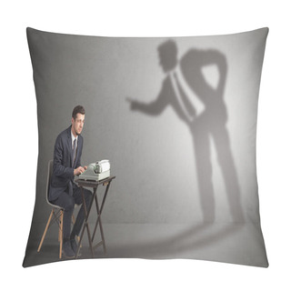 Personality  Man Working Hard And Shadow Arguing With Him Pillow Covers