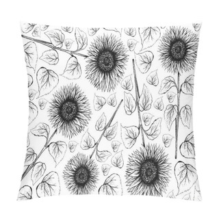 Personality  Hand Drawn Of Sunflower On White Background Pillow Covers