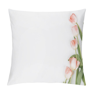Personality  Spring Flowers On White Background With Copy Space Pillow Covers
