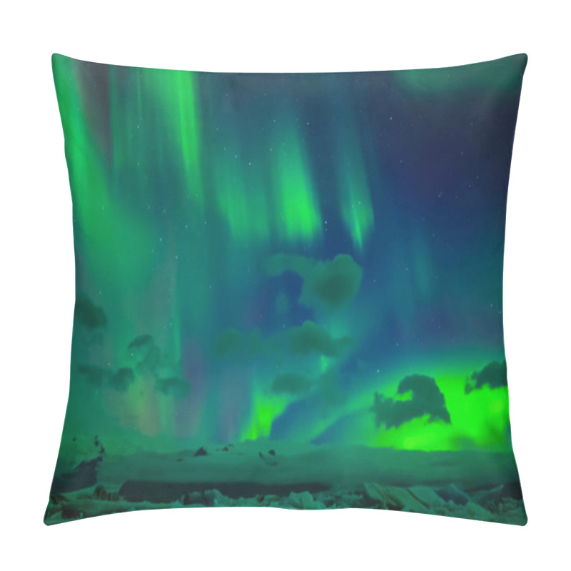 Personality  Aurora Borealis In Night Northern Sky. Ionization Of Air Particles In The Upper Atmosphere. Pillow Covers