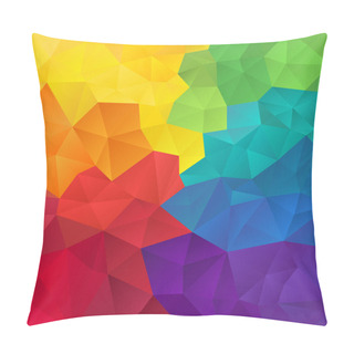 Personality  Vector Abstract Irregular Polygon Background With A Triangle Pattern In Full Spectrum Color - Rainbow Pillow Covers