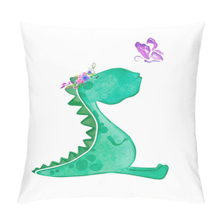Personality  Hand Drawn Cute Watercolor Dinosaur Pillow Covers