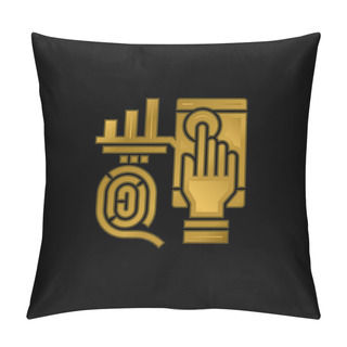 Personality  Biometric Gold Plated Metalic Icon Or Logo Vector Pillow Covers