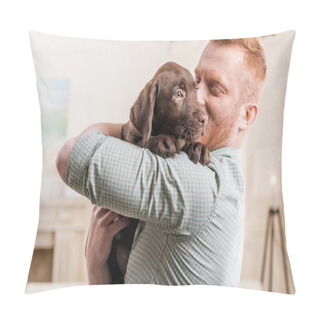 Personality  Man Holding Puppy  Pillow Covers