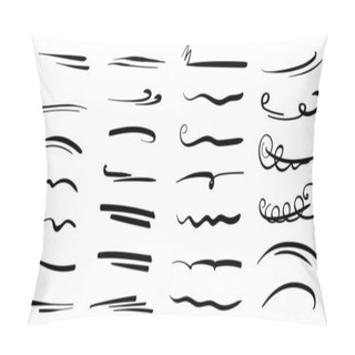 Personality  Hand-drawn Collection Of Doodle Style Various Shapes, Underlines. Art Lines. Isolated On White. Vector Illustration Pillow Covers