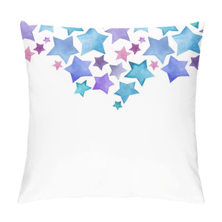 Personality  Beautiful Lovely Cute Wonderful Graphic Bright Artistic Blue Purple Stars Pattern Watercolor Hand Sketch. Perfect For Textile, Wallpapers, Invitation, Wrapping Paper Pillow Covers