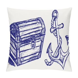 Personality  Chest Sketch And Anchor Pillow Covers