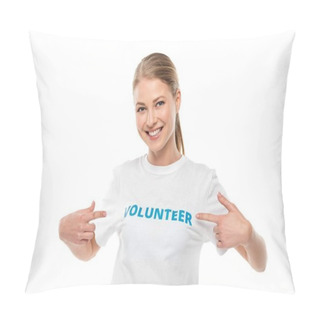 Personality  Volunteer Pointing At Sign On T-shirt Pillow Covers