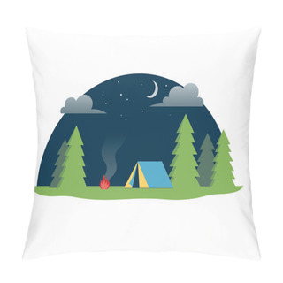 Personality  Forest Camping Outdoor. Vector Illustration. Pillow Covers