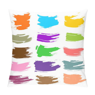 Personality  Collection Of Smears With Black Paint, Strokes, Brush Strokes, Stains And Splashes, Dirty Lines, Rough Textures. Elements Of Artistic Design. Pillow Covers