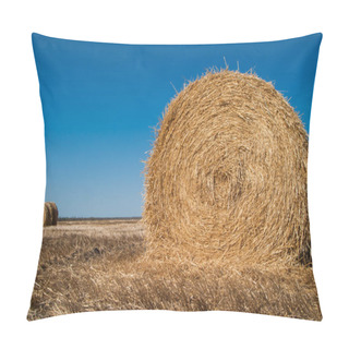 Personality  Hay Or Straw Bales In A Field Pillow Covers