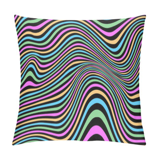 Personality  Colored Wavy Lines. Abstract Urved Lines Vector Background. Pillow Covers