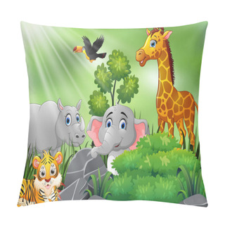 Personality  Nature Scene With Wild Animals Cartoon Pillow Covers