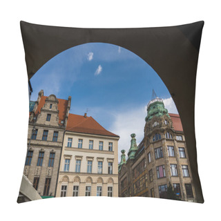 Personality  Buildings On Market Square With Blue Sky At Background In Wroclaw Pillow Covers