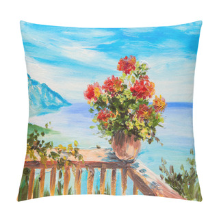 Personality  Oil Painting Landscape Bouquet Of Flowers Pillow Covers