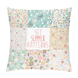 Personality Set Of Seamless Floral Backgrounds Pillow Covers