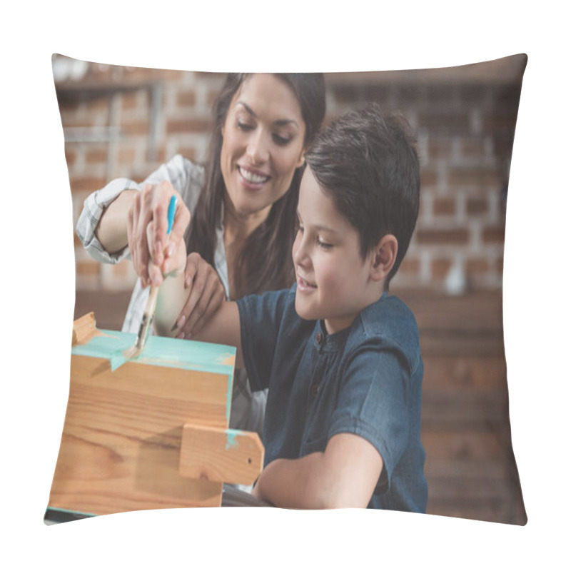 Personality  Mother And Son Painting Birdhouse Pillow Covers