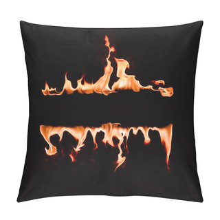 Personality  Close Up View Of Burning Flame Lines On Black Background Pillow Covers