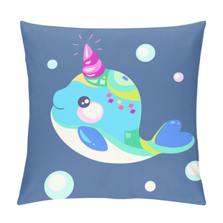 Personality  A Small Kind Whale Unicorn Pillow Covers