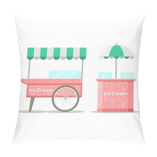 Personality  Ice Cream Colorful Cart. Vector Illustration Pillow Covers