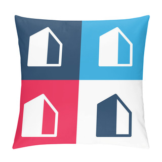 Personality  Big Building Blue And Red Four Color Minimal Icon Set Pillow Covers
