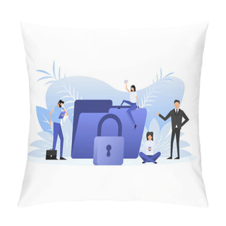 Personality  Data Secure People. Personal Data Security Concept. Cyber Safety Concept. Pillow Covers