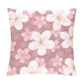 Personality  Seamless Background With Cherry Blossoms. Vector Illustration. Pillow Covers