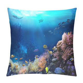 Personality  Underwater View Of The Coral Reef. Ecosystem. Life In Tropical Waters.  Pillow Covers