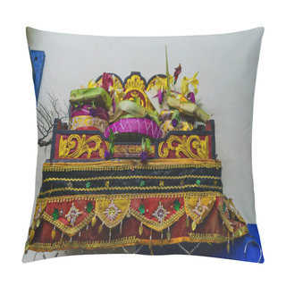 Personality  Offering To Hindu Gods In Bali Island Which Called Canang And Made From Leaves And Flowers Pillow Covers