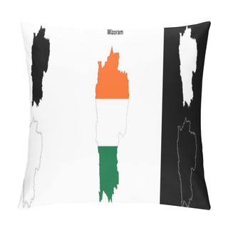 Personality  Mizoram State Outline Map Set Pillow Covers