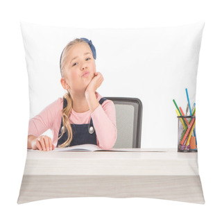 Personality  Schoolgirl Boring During Lesson Pillow Covers