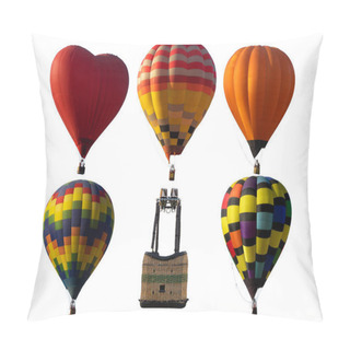 Personality  Beautiful Hot Air Balloons Set, Balloon And Basket Isolated On White Background. Pillow Covers