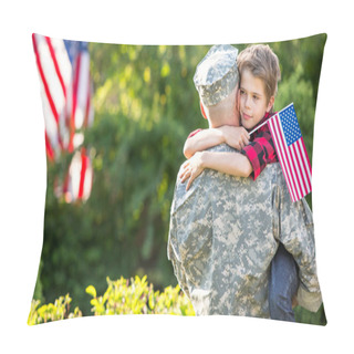 Personality  Happy Reunion Of Soldier With Family Pillow Covers