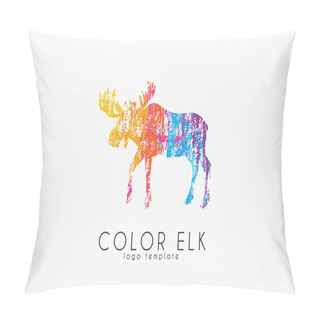 Personality  Elk Logo. Color Elk Design. Creative Logo Pillow Covers