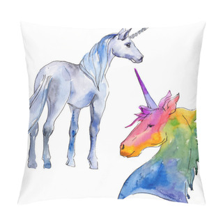 Personality  Cute Unicorn Horse. Fairytale Children Sweet Dream. Rainbow Animal Horn Character. Isolated Illustration Element. Pillow Covers