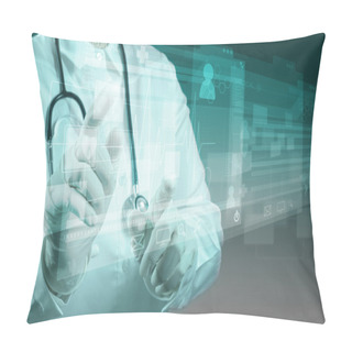 Personality  Medicine Doctor Working With Modern Computer Pillow Covers