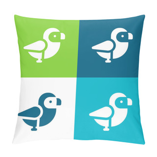 Personality  Bird Flat Four Color Minimal Icon Set Pillow Covers