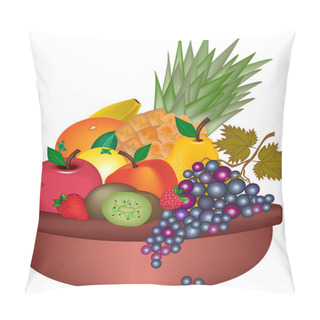 Personality  Vector Image Of Fruits Bowl. Pillow Covers