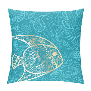 Personality  Summer Travel Background With Gold Tropical Fish Pillow Covers