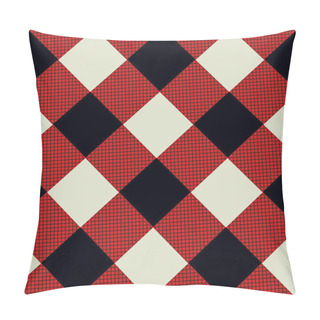 Personality  Plaid Check Pattern In Red, Black And White. Seamless Fabric Texture. Eps 10 Pillow Covers