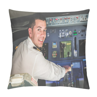Personality  Young Pilot In The Airplane Cockpit Pillow Covers