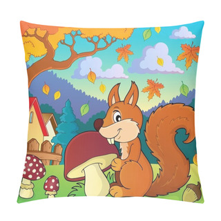 Personality  Squirrel With Mushroom Theme Image 2 Pillow Covers