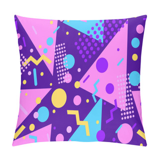 Personality  Memphis Seamless Pattern With Geometric Shapes In 80s Style. Colorful Geometric Pattern. Design Of Promotional Products, Wrapping Paper And Printing. Vector Illustration Pillow Covers