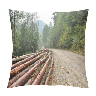 Personality  Log Stacks Along The Forest Road Pillow Covers